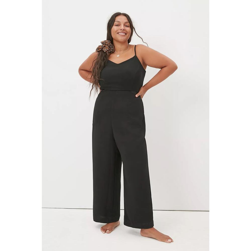 Anthropologie Maeve Magdalena Jumpsuit Size 12 Black Sleeveless Classic Cocktail - Picture 2 of 14